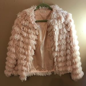 blush / light pink faux fur coat